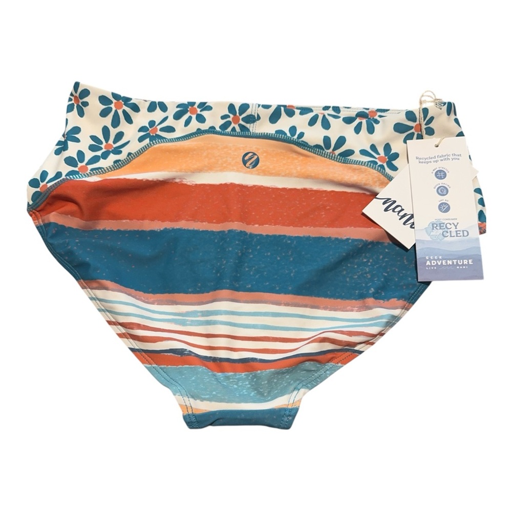 NANI Swimwear Women Floral Stripe Two-Piece Bikini Set Blue & Orange Underwire - Picture 4 of 8